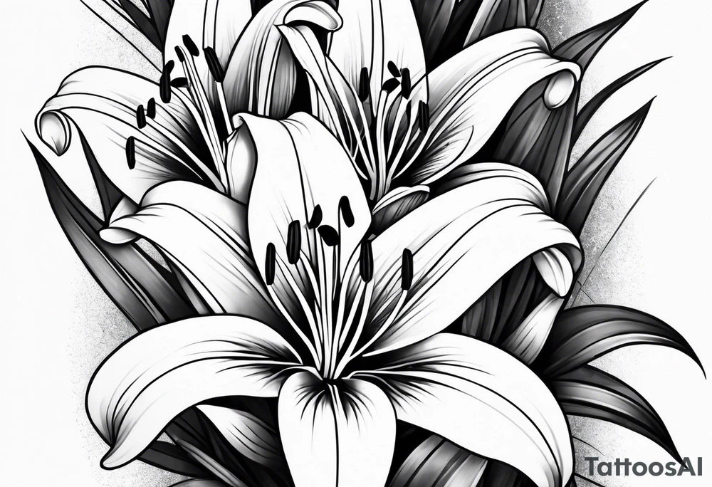 Lily flowers wrap around forearm tattoo idea