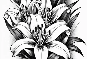 Lily flowers wrap around forearm tattoo idea