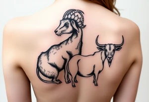 Rat, goat, dog and ox tattoo idea
