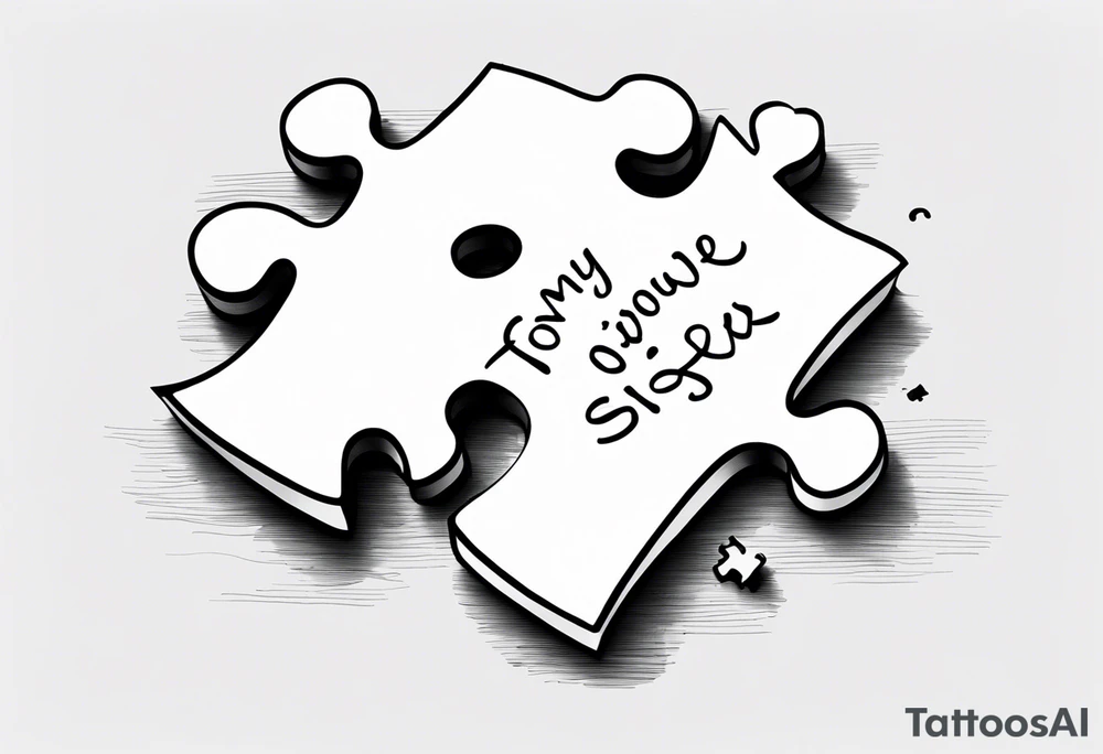 delicate puzzle piece with only one puzzle piece and incorporates the handwritten words "to my favorite sister" tattoo idea