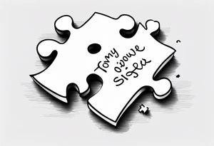 delicate puzzle piece with only one puzzle piece and incorporates the handwritten words "to my favorite sister" tattoo idea