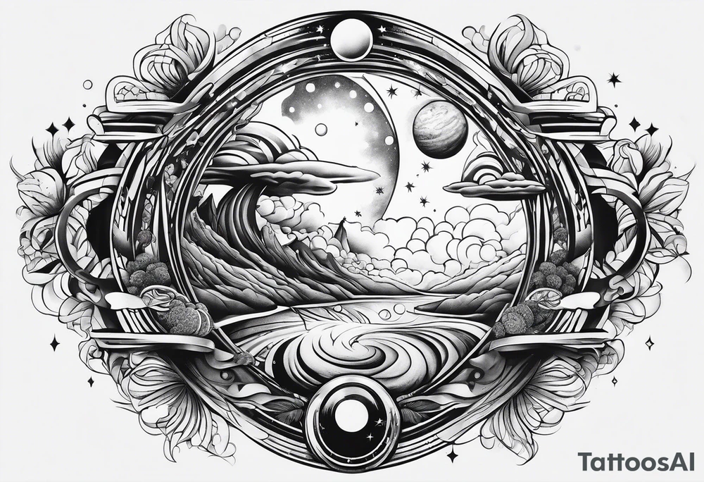 double helix space scape tattoo idea