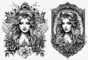 emblem long swork and a scale tattoo idea