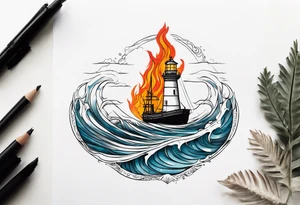 Leuchtturm 
Seil Bild 
Feuer 
Welle 
Schiff tattoo idea