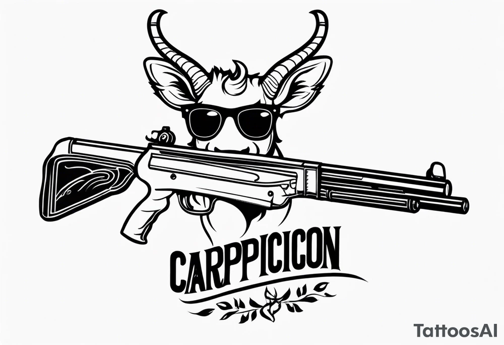 capricorn with sunglasses and shotgun tattoo idea