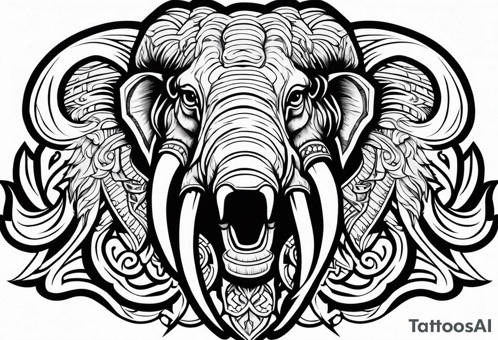 berserk strong mammoth head centerpiece tattoo idea