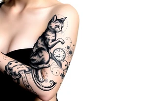 alice in womderland the chestire cat mad hatter and clock tattoo idea