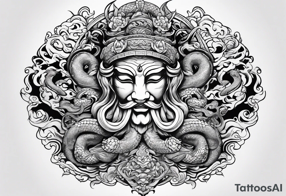Almighty God cutting off the serpent head off tattoo idea