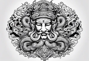 Almighty God cutting off the serpent head off tattoo idea