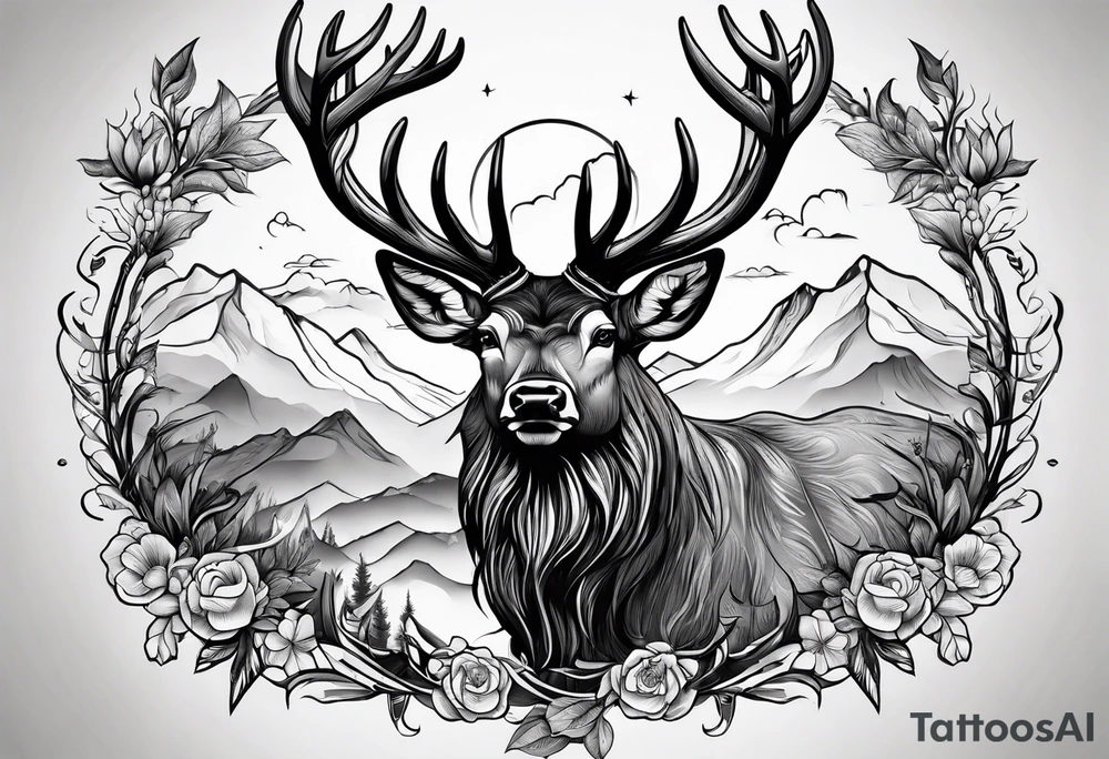 Western stag tattoo idea