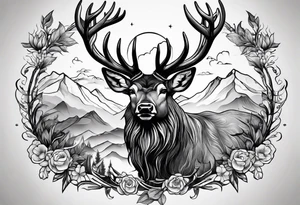 Western stag tattoo idea
