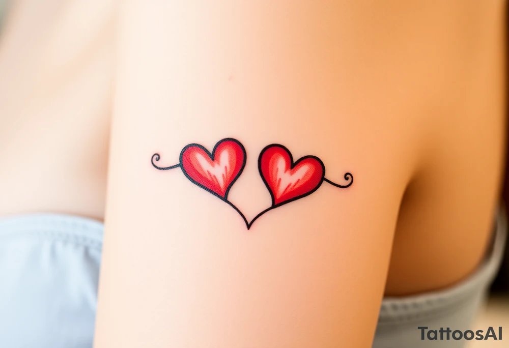 A fiery infinity symbol with red hearts tattoo idea