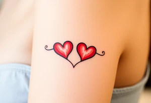 A fiery infinity symbol with red hearts tattoo idea