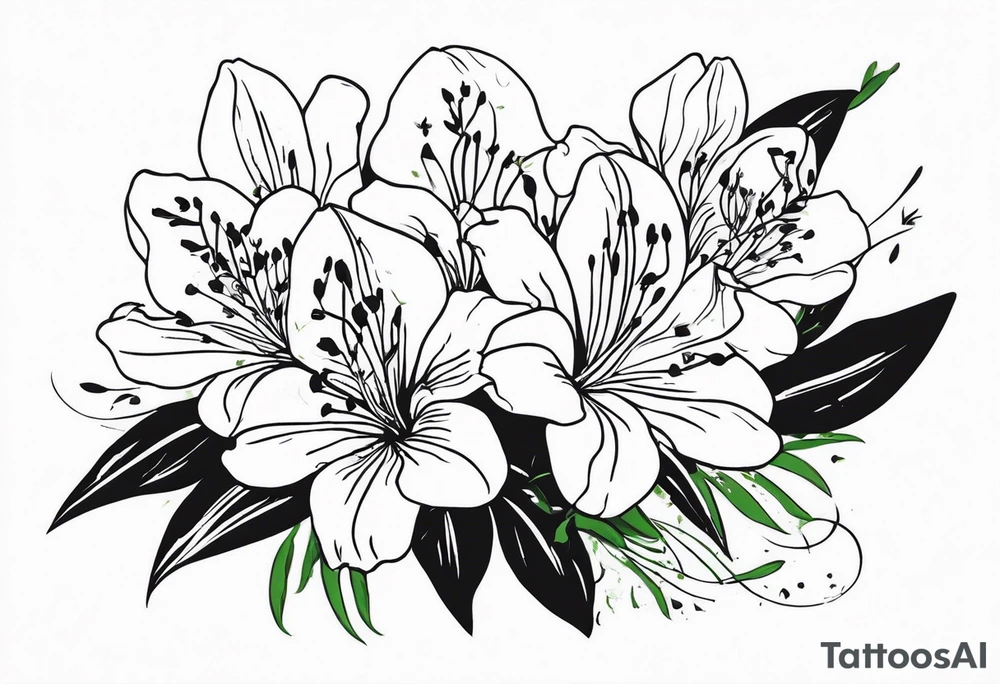 alstroemeria flowers surrrounded by greenary with powerful words some where in the tattoo more minimalist tattoo idea