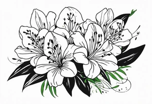 alstroemeria flowers surrrounded by greenary with powerful words some where in the tattoo more minimalist tattoo idea