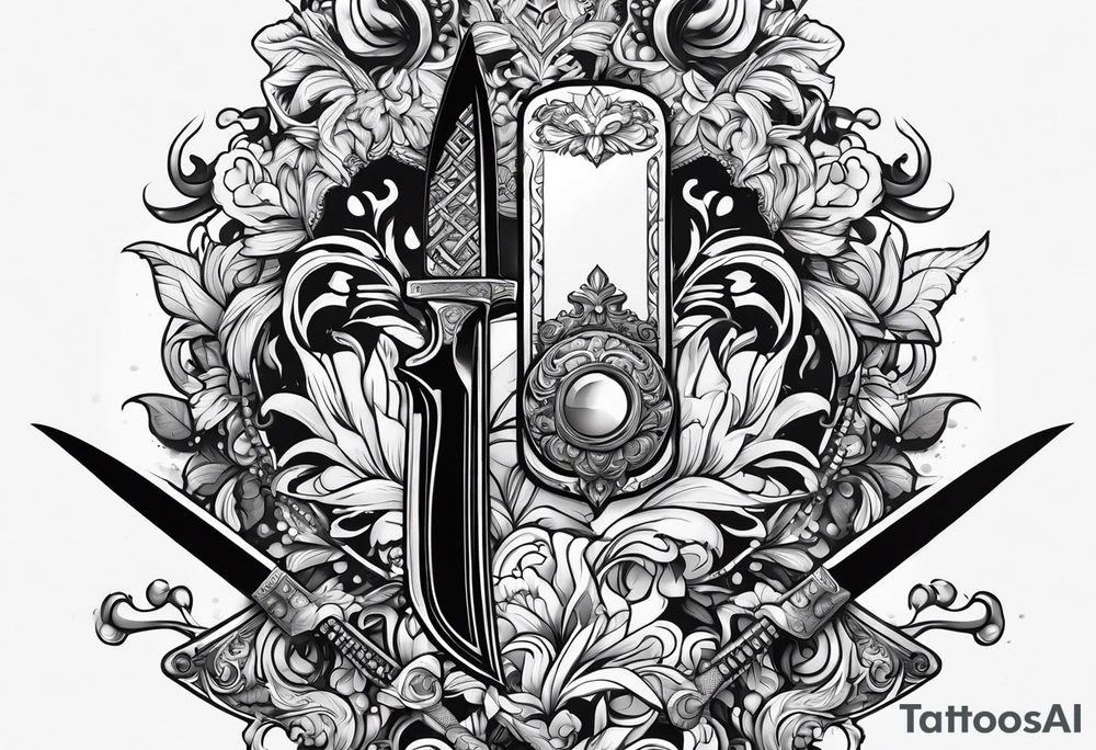 a knife piercing through an iphone tattoo idea