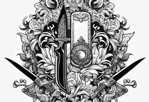 a knife piercing through an iphone tattoo idea