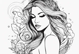 shape of a mermaid with a water seprent tattoo idea