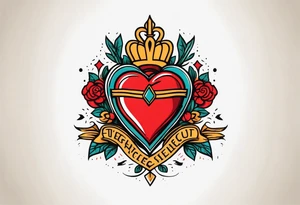 sacred heart vintage traditional tattoo simple sketch old school bold colors with banner tattoo idea