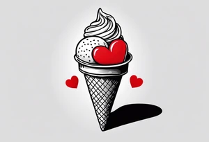 small one scoop ice cream cone with small red heart on it somewhere while representing Scotland tattoo idea