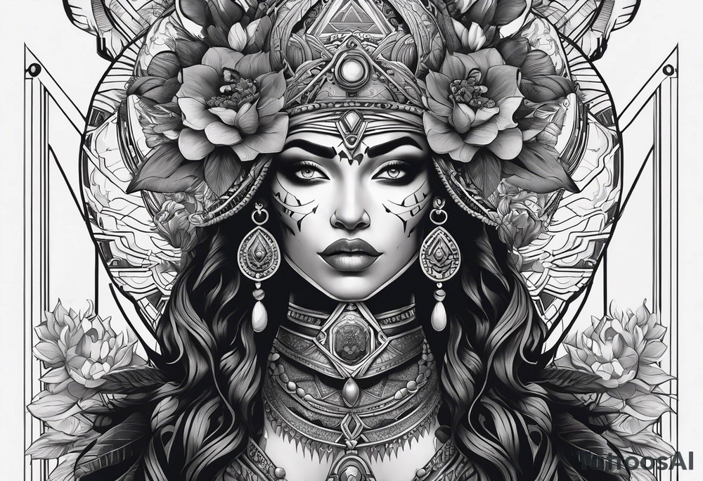 kali ma, alien goddess, valkrye, pirate, divine feminine, zenza resonance, pachamama, lotus azul, blank panther, eagle, skull, 5D, nueva gaya, dna 12 tattoo idea