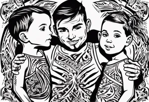 Tattoo with dad and kids, a boy and a girl tattoo idea