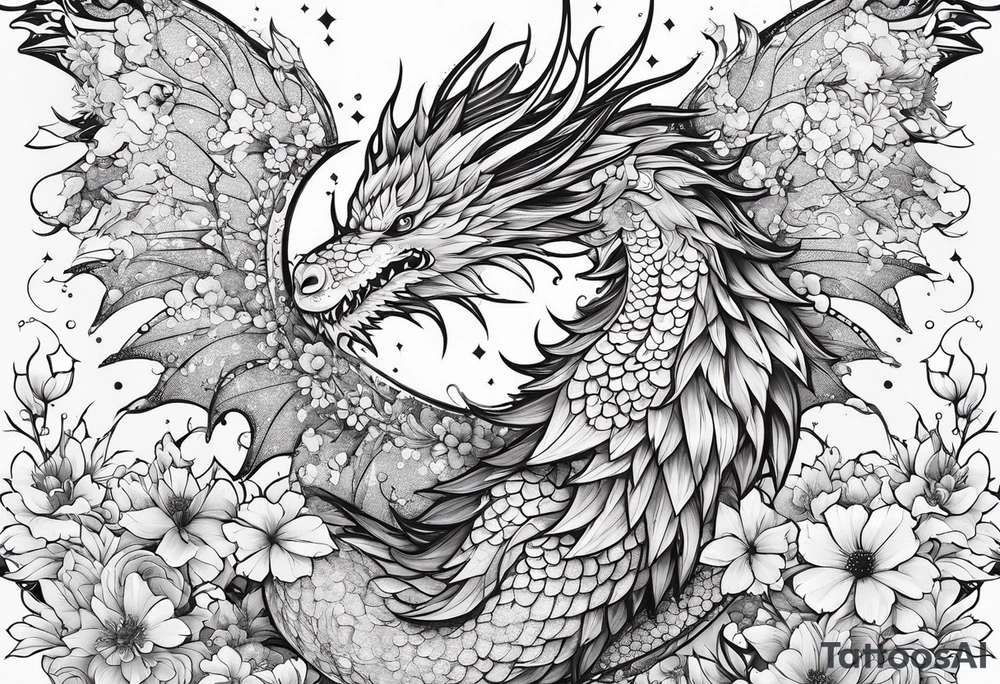 Constellation, wing , snow , cross , dragon female japan kawaii , flower tattoo idea