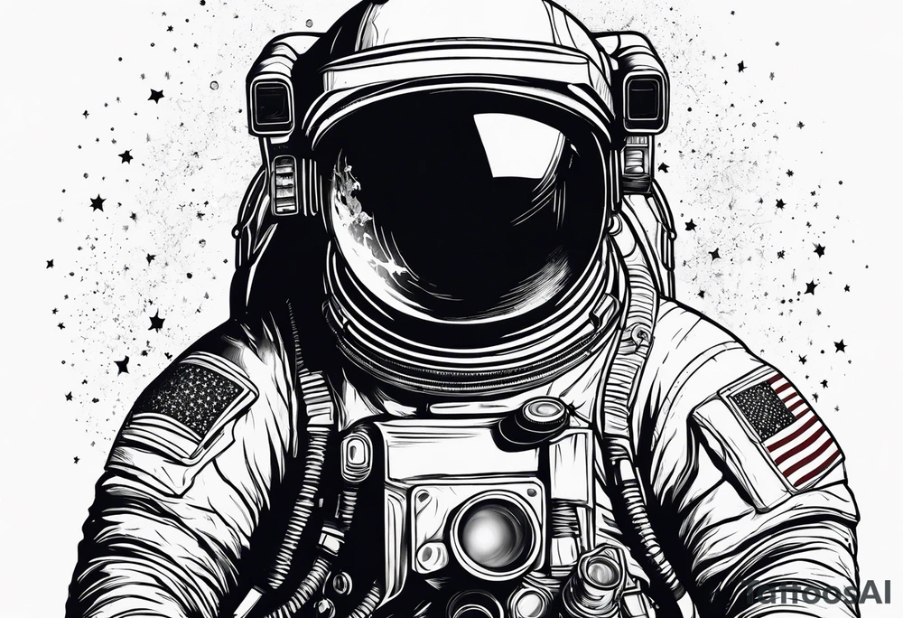 Astronaut holding a galaxy tattoo idea