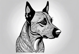 Koolie cross kelpie portrait tattoo idea