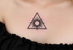 lily letter c and a rising sun triangle tattoo idea