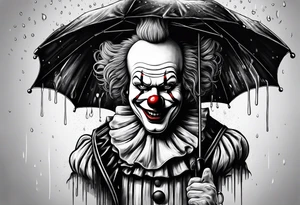 A clown holding an umbrella while it's raining tattoo idea