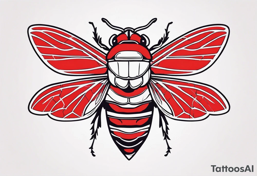 cicada on top of red background tattoo idea