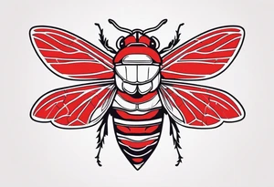 cicada on top of red background tattoo idea