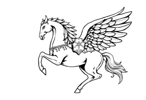 Greek mythology with Pegasus and armor warrior tattoo idea