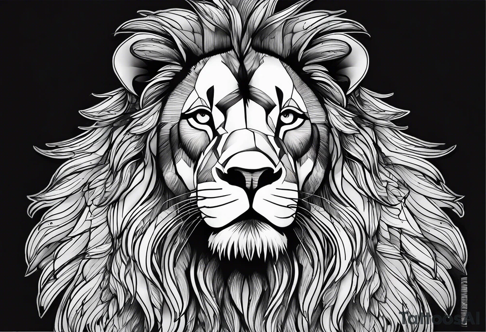 powerful majestic lion, close-up tattoo idea
