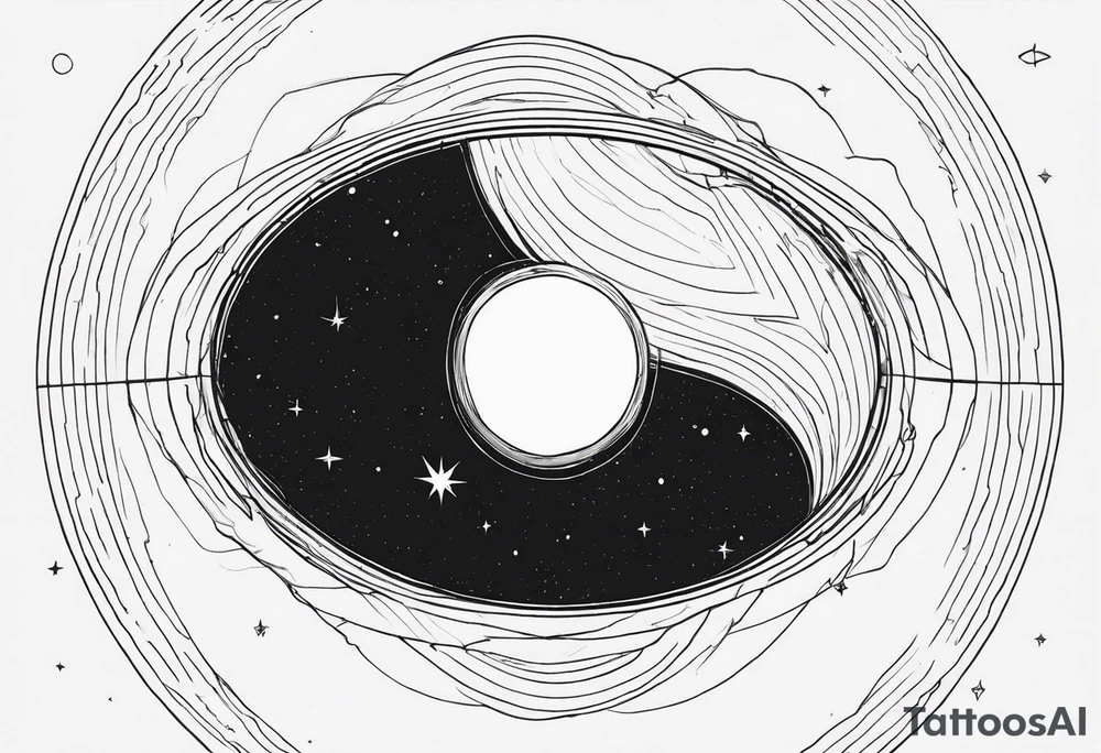 Fine line Black hole event horizon tattoo idea