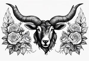 Black sheep with horns and angel wings for arm tattoo and roses around tattoo idea