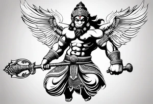 hanuman flying holding his mace tattoo idea