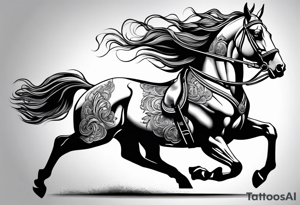 Horse drawn using simple lines tattoo idea