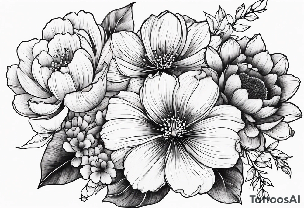 Flower bouquet tattoo idea