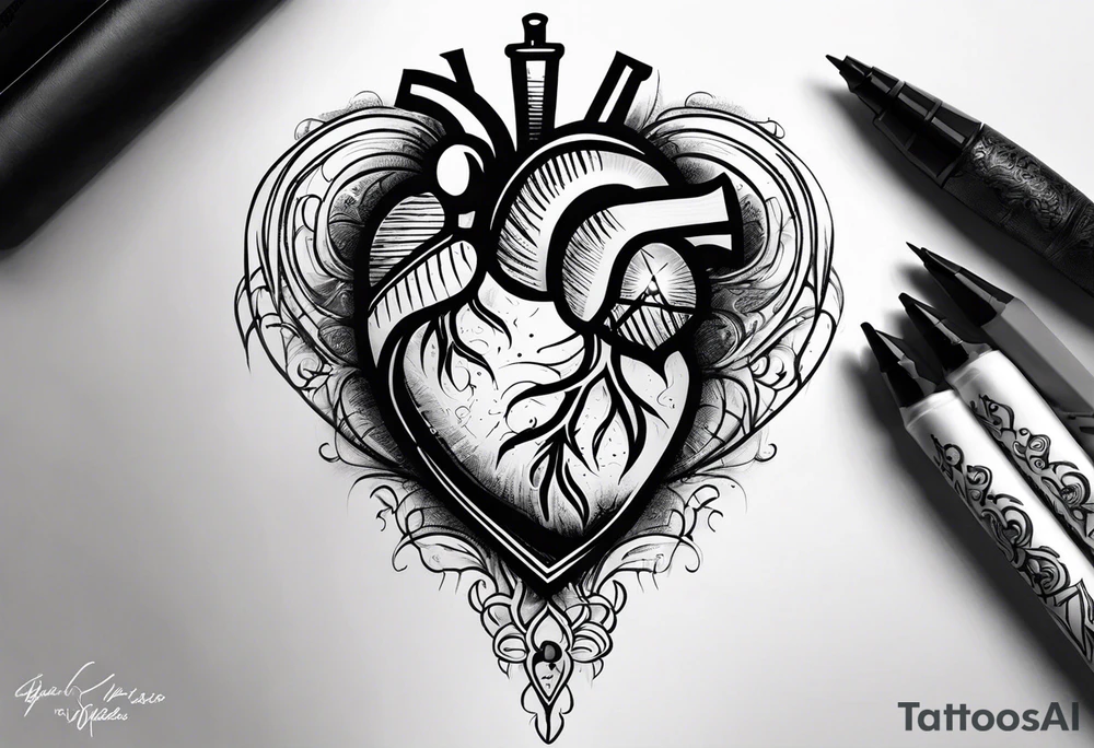I want a tattoo on my heart and the story behind it is when I was born I had no heartbeat, show the symbol of no heart beat. Eventually my mom didn’t give up and God saved my life tattoo idea