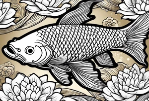 Koi fish on top on a gold tattoo idea