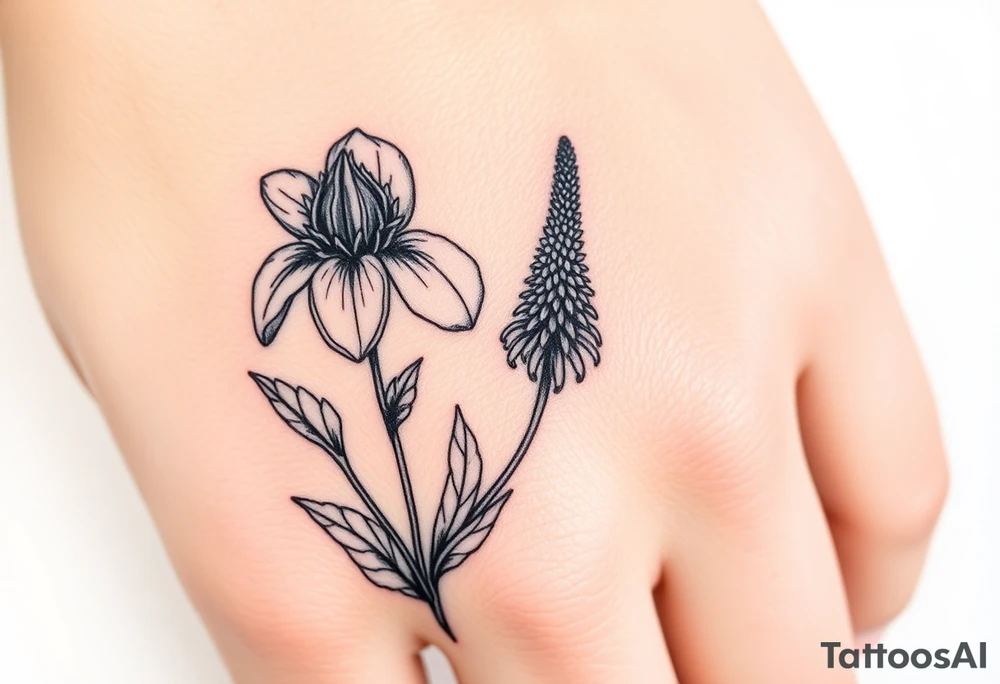 cutleaf coneflower, blue flag iris, bee balm, obedient plant, purple coneflower tattoo idea