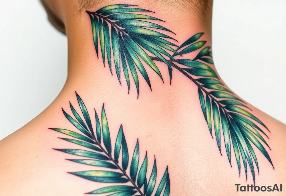 large woven palm leaves tattoo idea