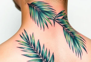 large woven palm leaves tattoo idea