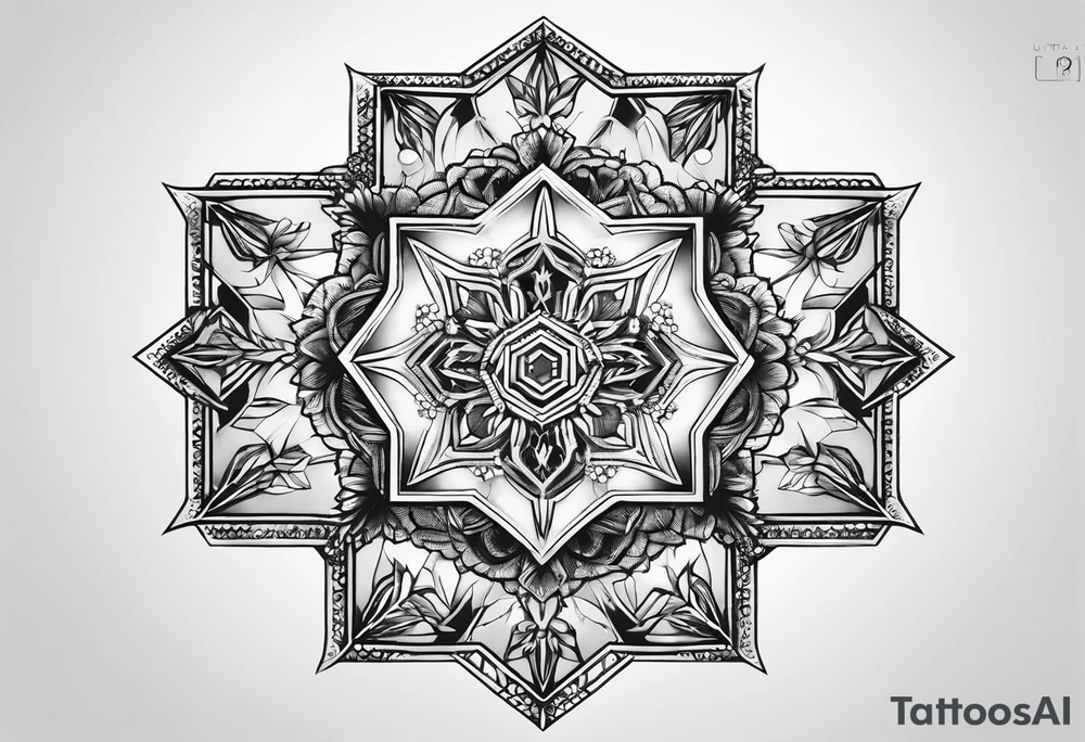Hexagon linked small snow crystal cloud tattoo idea