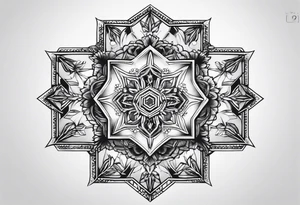 Hexagon linked small snow crystal cloud tattoo idea