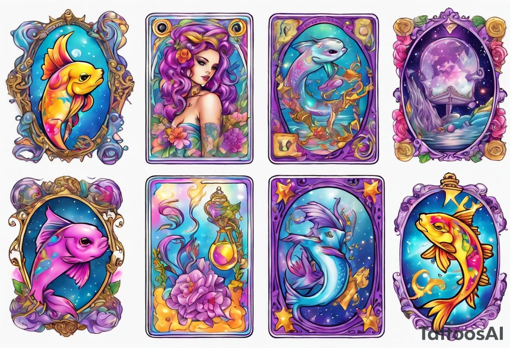 Lisa frank pisces tarot card tattoo idea