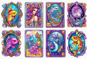 Lisa frank pisces tarot card tattoo idea