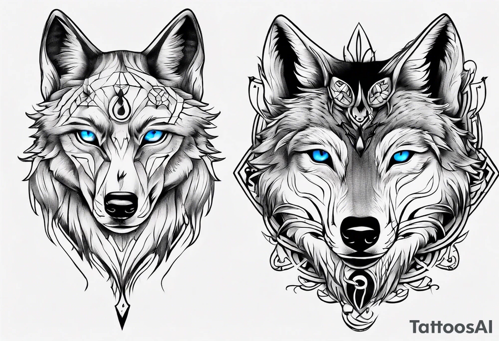 wolf with blue eyes tattoo idea